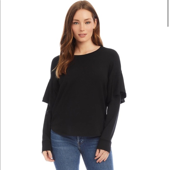 Beautiful Lucca ruffle sleeve top M ☀️🖤⭐️ - Picture 1 of 4